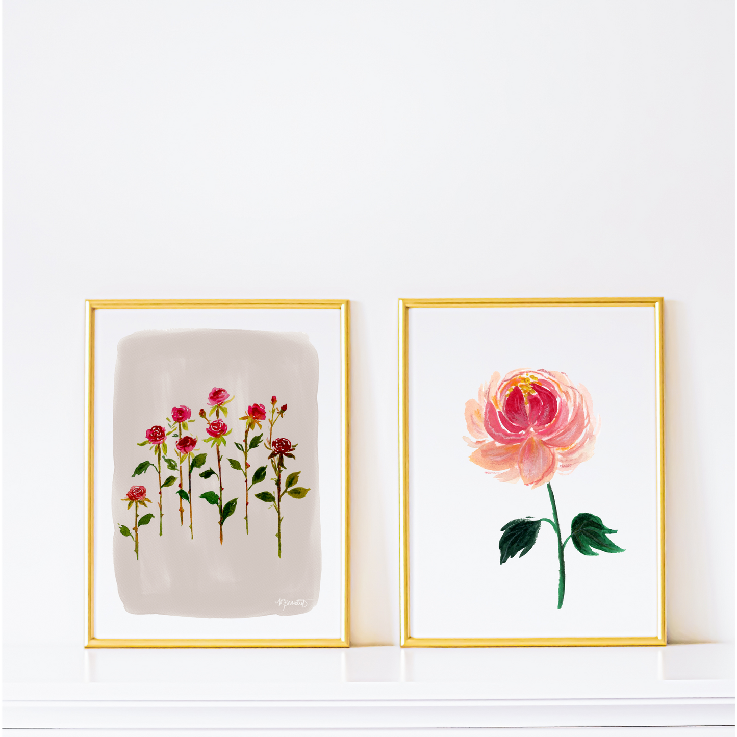 Peony Moody Floral Gouache Art Print