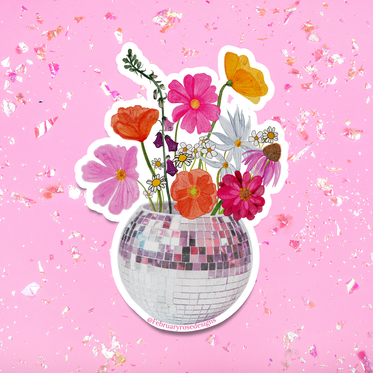 Disco Flowers Sticker