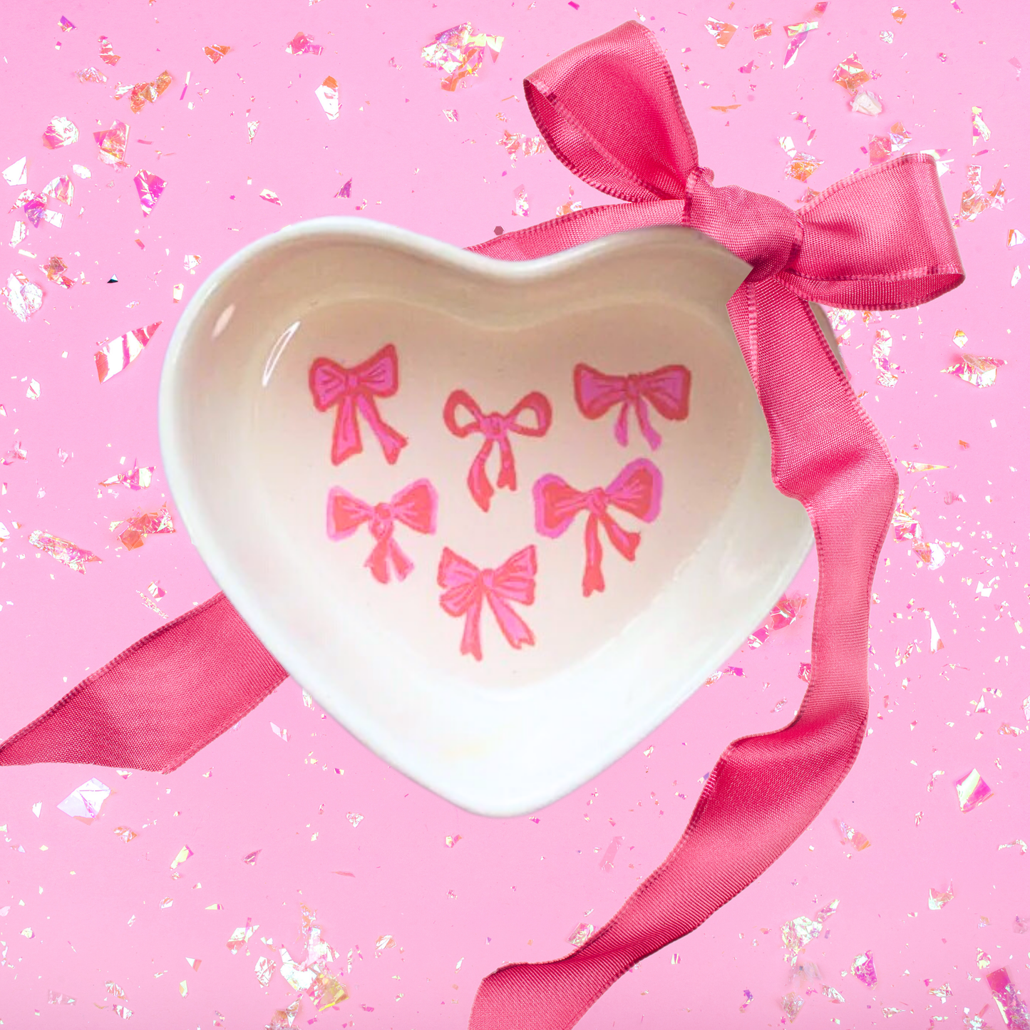 Pink Bows Pattern Ceramic Dish