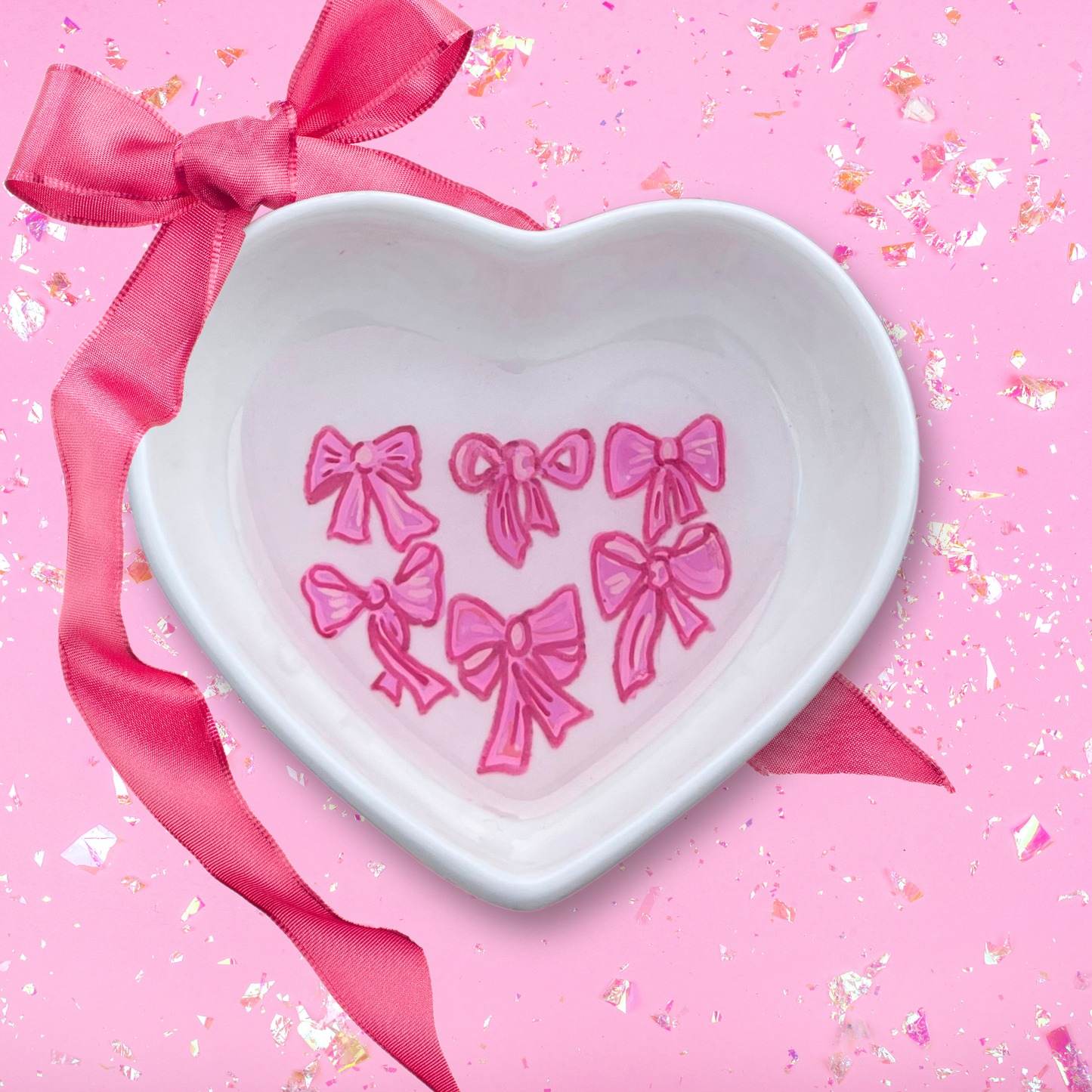 Pink Bows Pattern Ceramic Dish