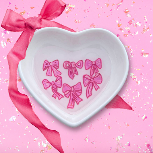 Pink Bows Pattern Ceramic Dish