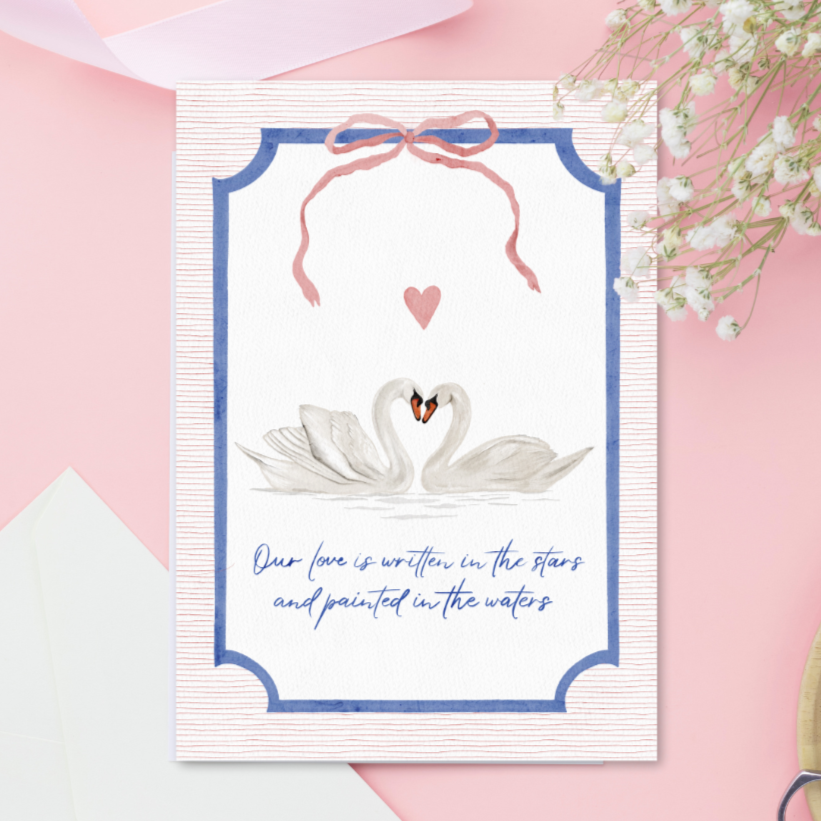 Romantic Swans Valentine's Day Anniversary Couple Greeting Card