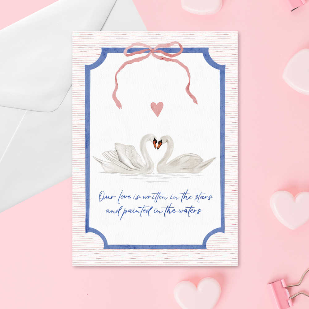 Romantic Swans Valentine's Day Anniversary Couple Greeting Card