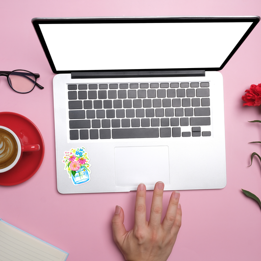 Happy Flowers Vinyl Waterproof Sticker