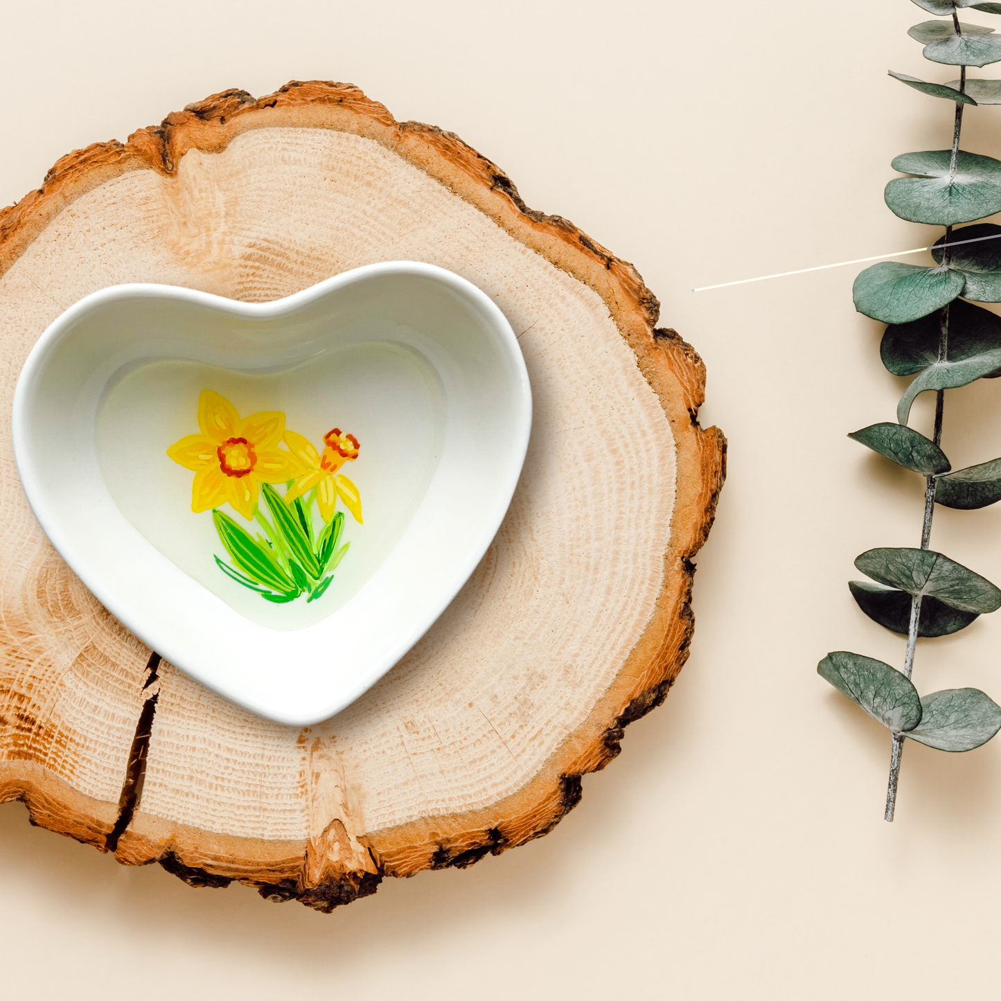 March Birth Flower Daffodil Ring Dish Jewelry Tray