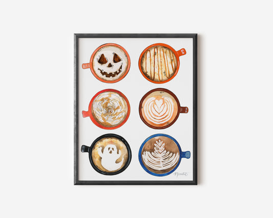 Pumpkin Spice & Haunted Delights Watercolor Art Print