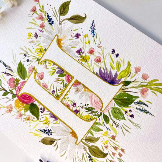 Monogram Original Painting Letter "H"