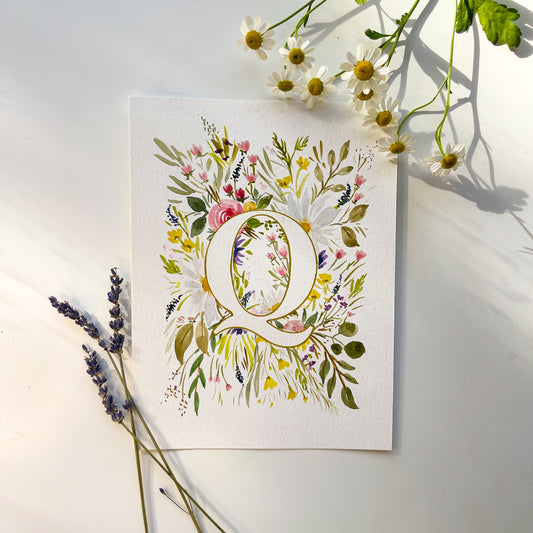 Monogram Original Painting Letter "Q"