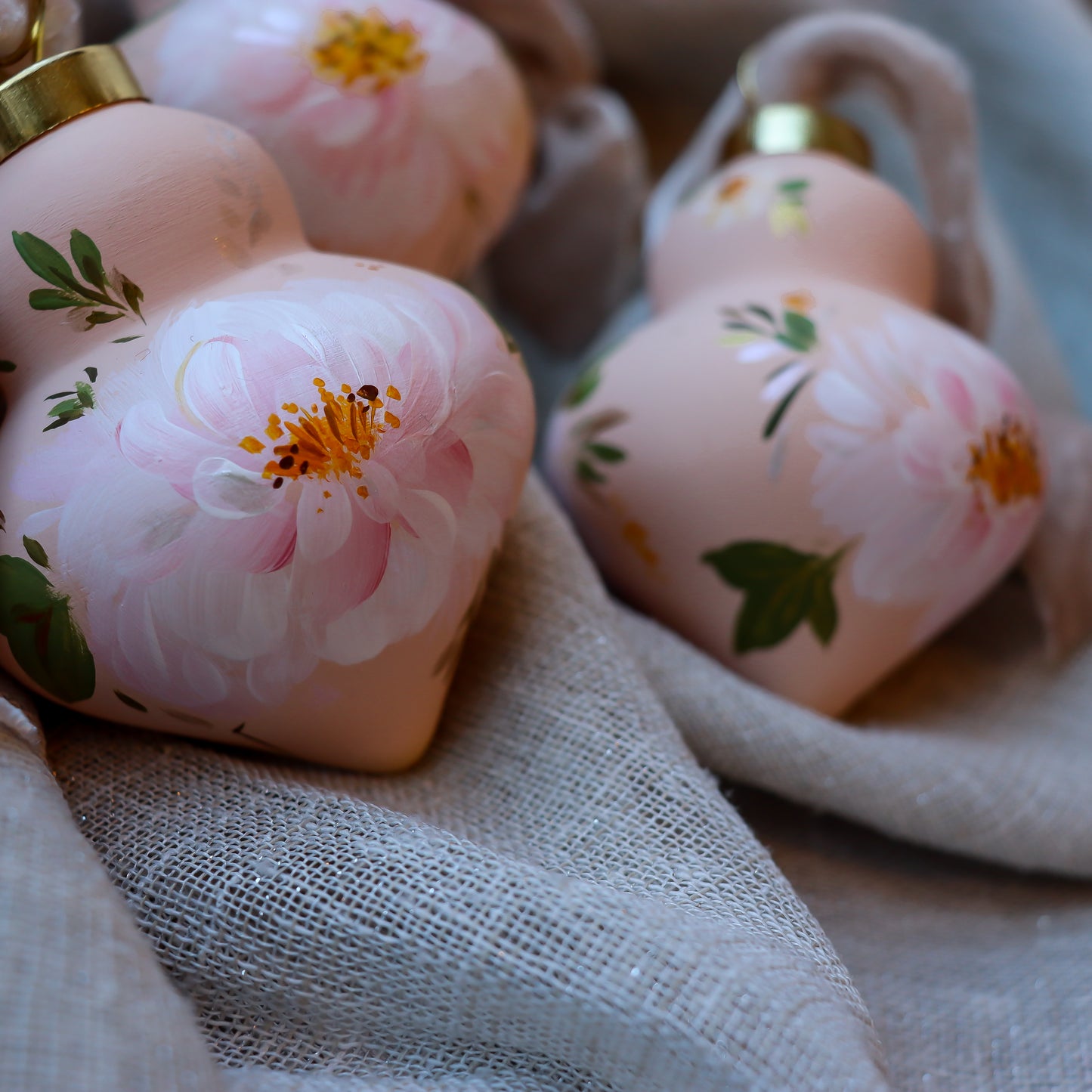 Peonies in Blush Finial Shaped Ceramic Ornament