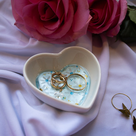 Daisies in Baby Blue Ceramic Trinket Dish