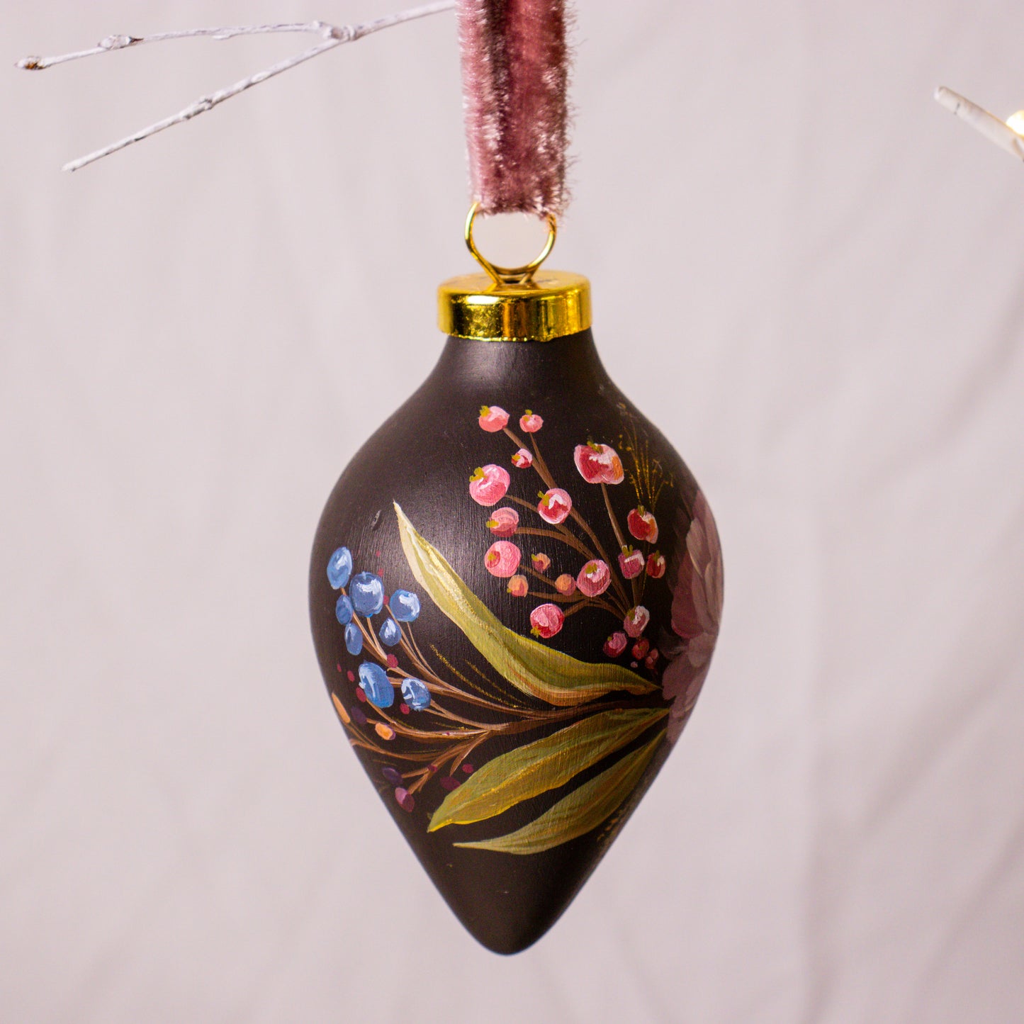 Dusty Rose in Nocturne Icicle Shaped Ceramic Ornament
