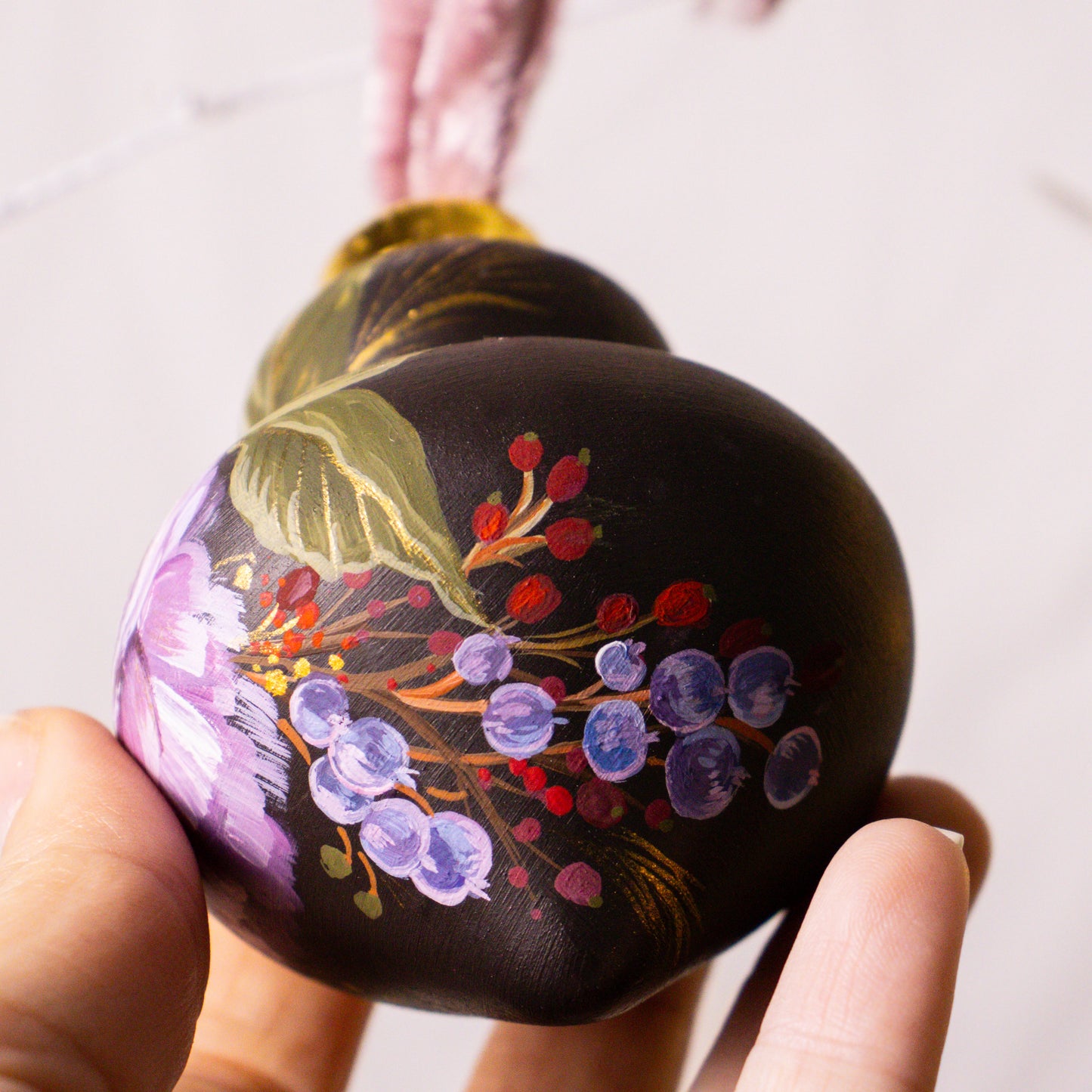 Dusty Rose in Nocturne Finial Shaped Ceramic Ornament