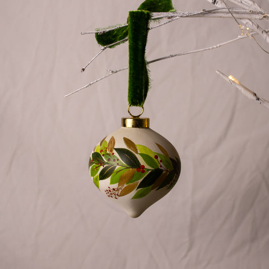 Festive Botanicals Retro shaped Ceramic Ornament