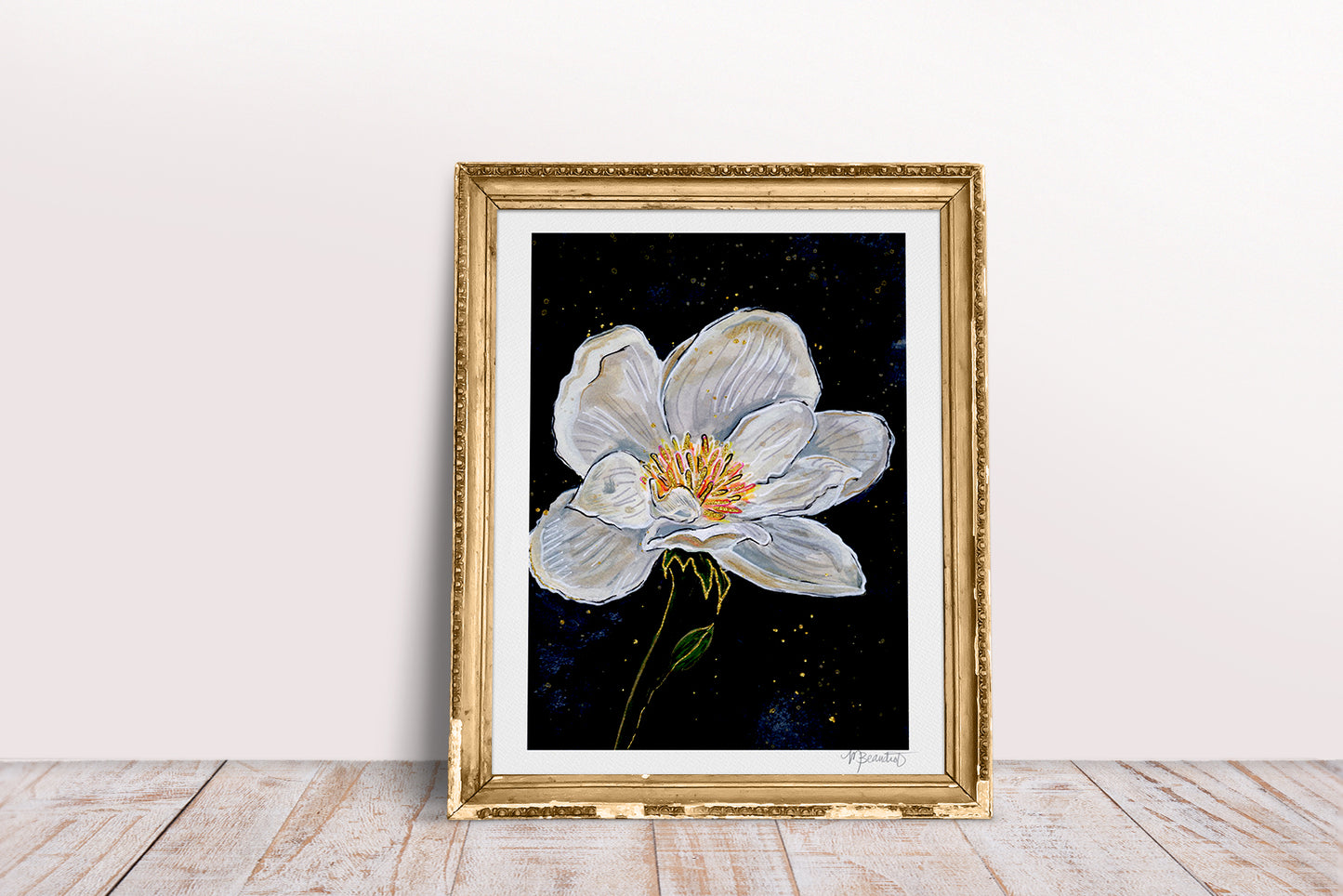 Midnight Magnolia Watercolor Art Print