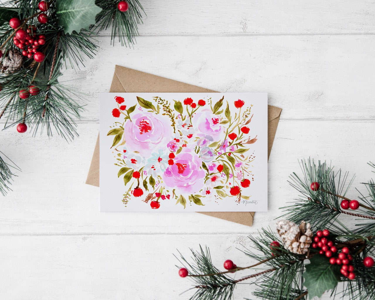 Holiday Burst Watercolor Greeting Card