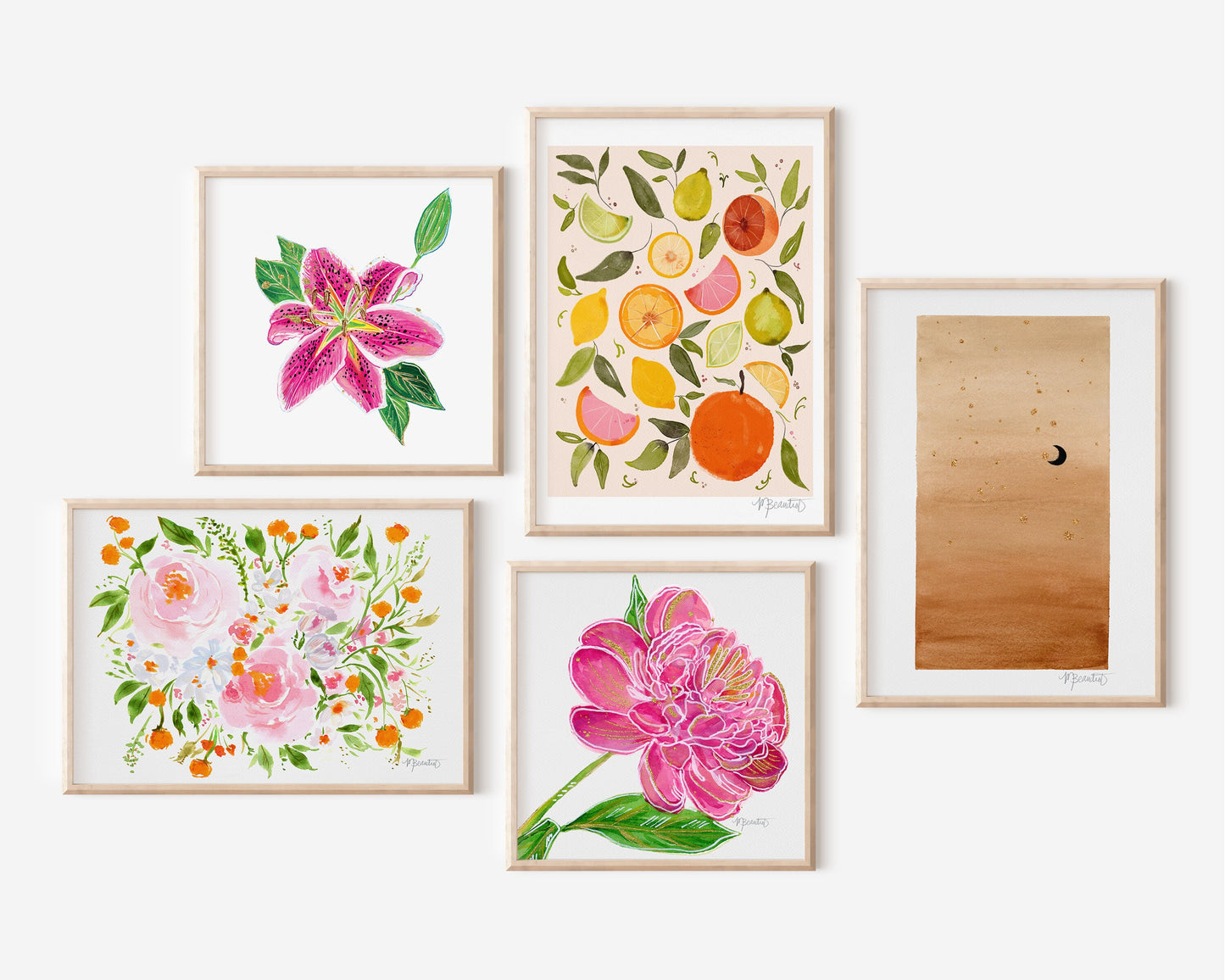 Floral Print Wall Art | Floral Artwork | Botanical Art | Girl Nursery Decor | Flowers Painting | Orange Burst