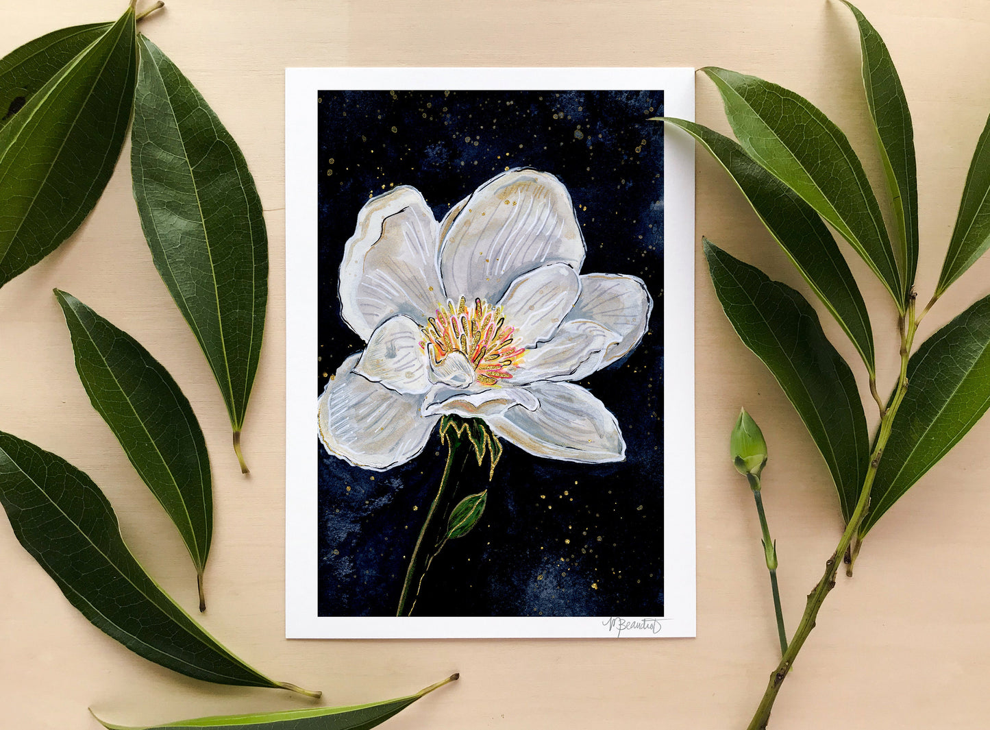Midnight Magnolia Floral Print Wall Art | Floral Artwork | Botanical Art | Girl Nursery Decor | Flowers Painting