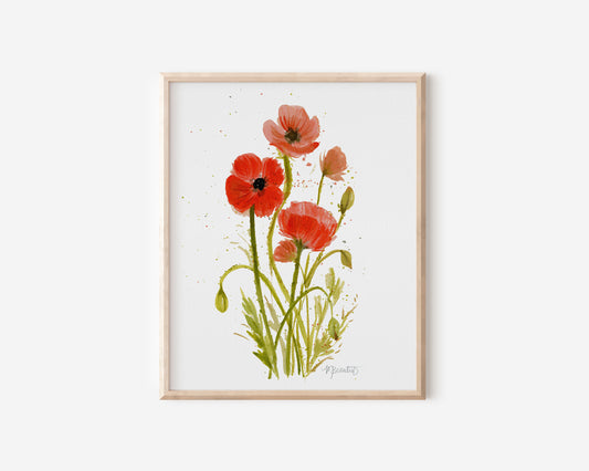 Loose Poppy Bundle: Set of 3 Watercolor Prints