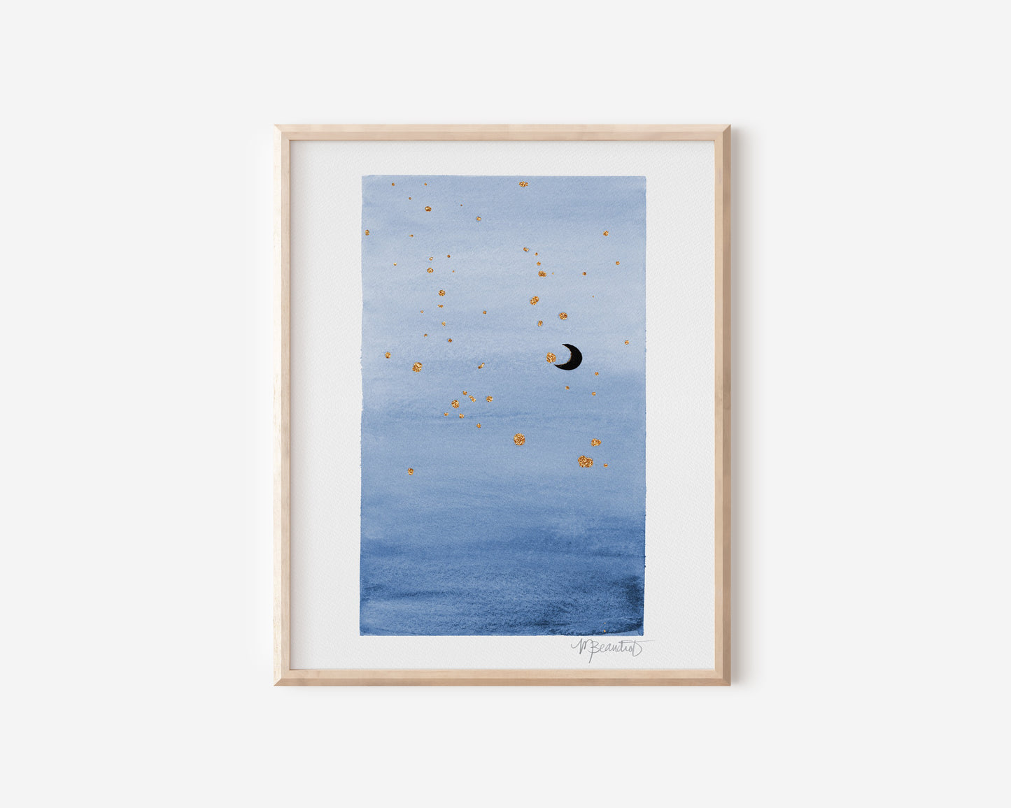 Navy Moon Watercolor Art Print