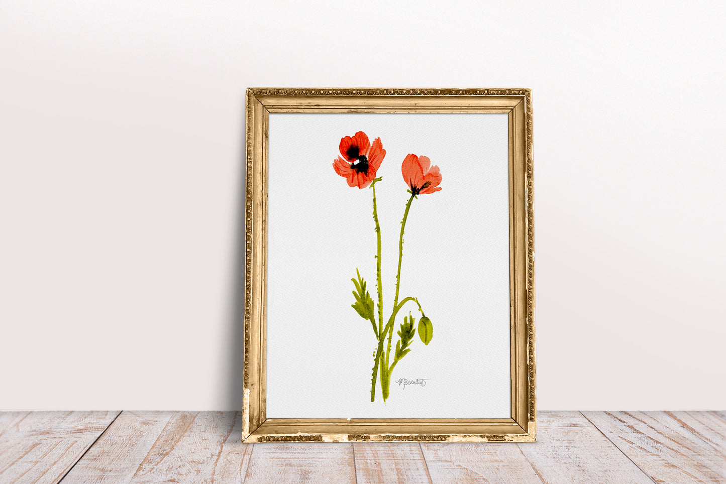 Dancing Poppy Stem in White No. 2
