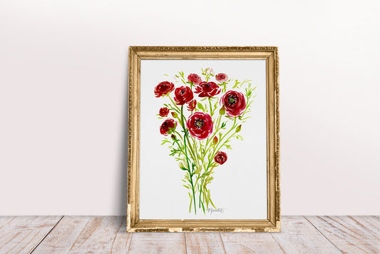 Ranunculus Bouquet Watercolor Print