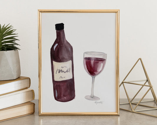 Red Red Wine Watercolor Art Print