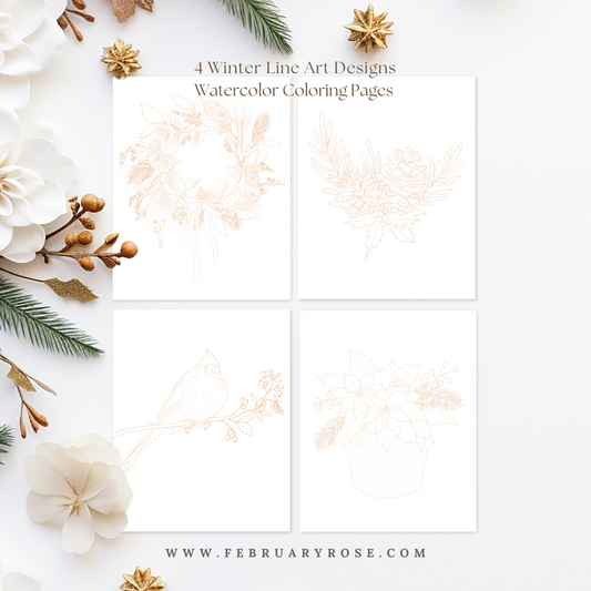 Winter Wonders Watercolor Coloring Pages Paint Kit- BEGINNER FRIENDLY TO ADVANCED