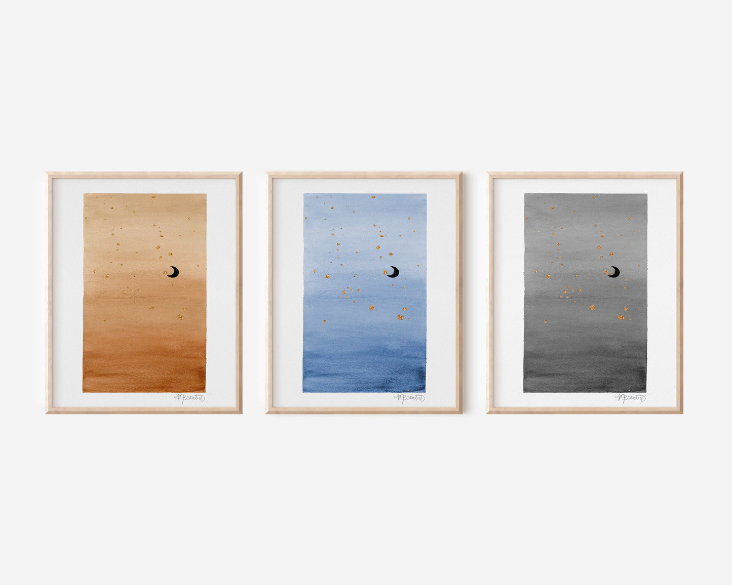 Gray Moon Watercolor Art Print