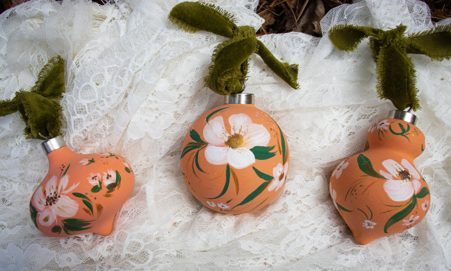 Magnolias on Sherbert 2022 Round Ornament