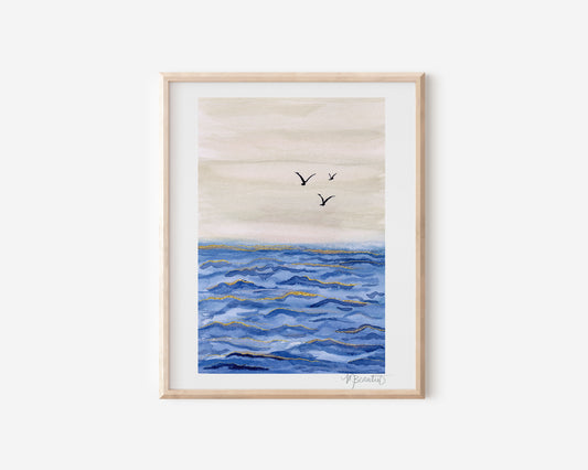 Sea Gaze Watercolor Art Print