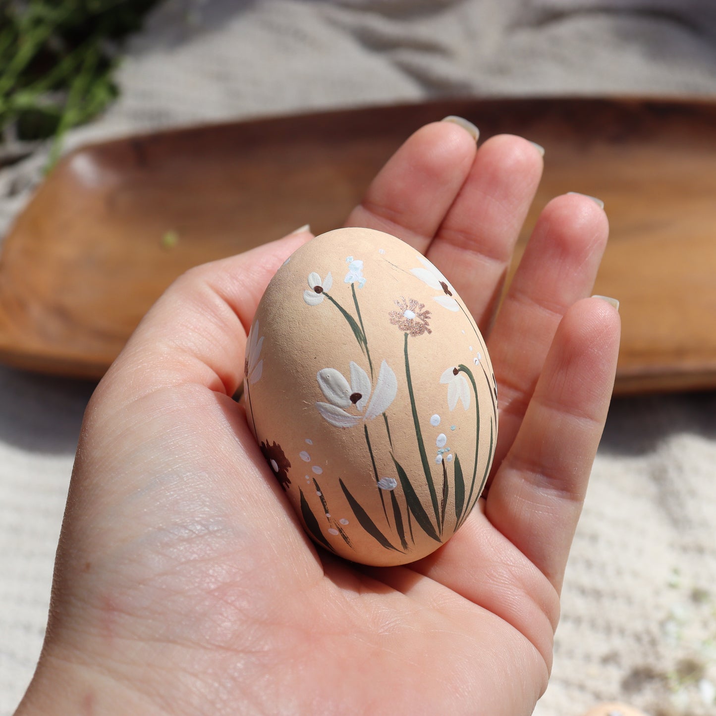 Calming Meadow Ceramic and Wooden Easter Egg