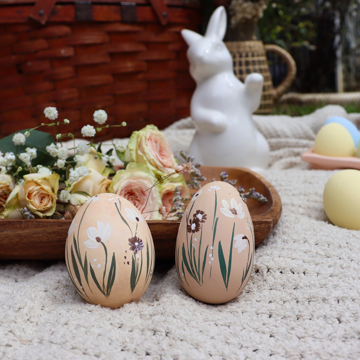 Calming Meadow Ceramic and Wooden Easter Egg