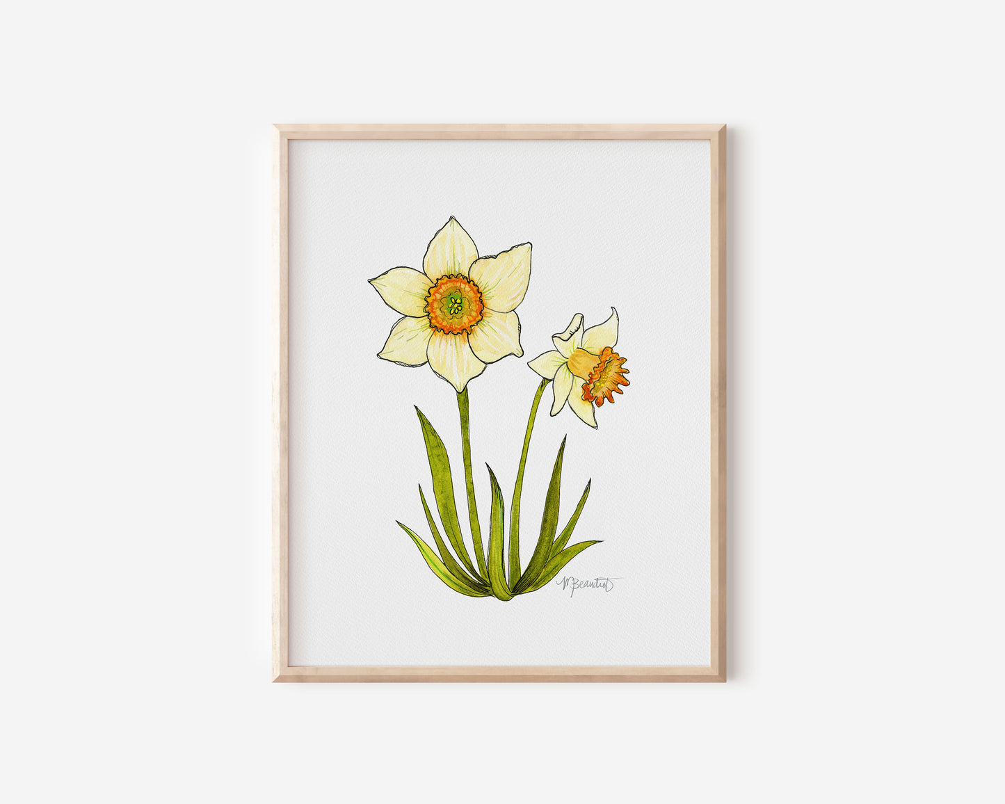 December Narcissus Flower Watercolor Birth Month Flower Botanical Art Print