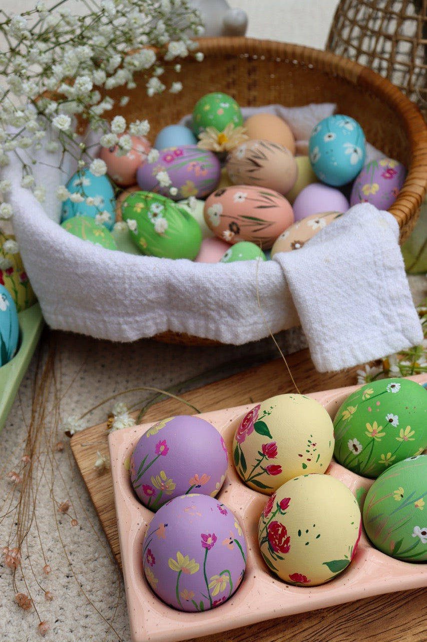 Rose Petal Sunshine Ceramic and Wooden Easter Egg