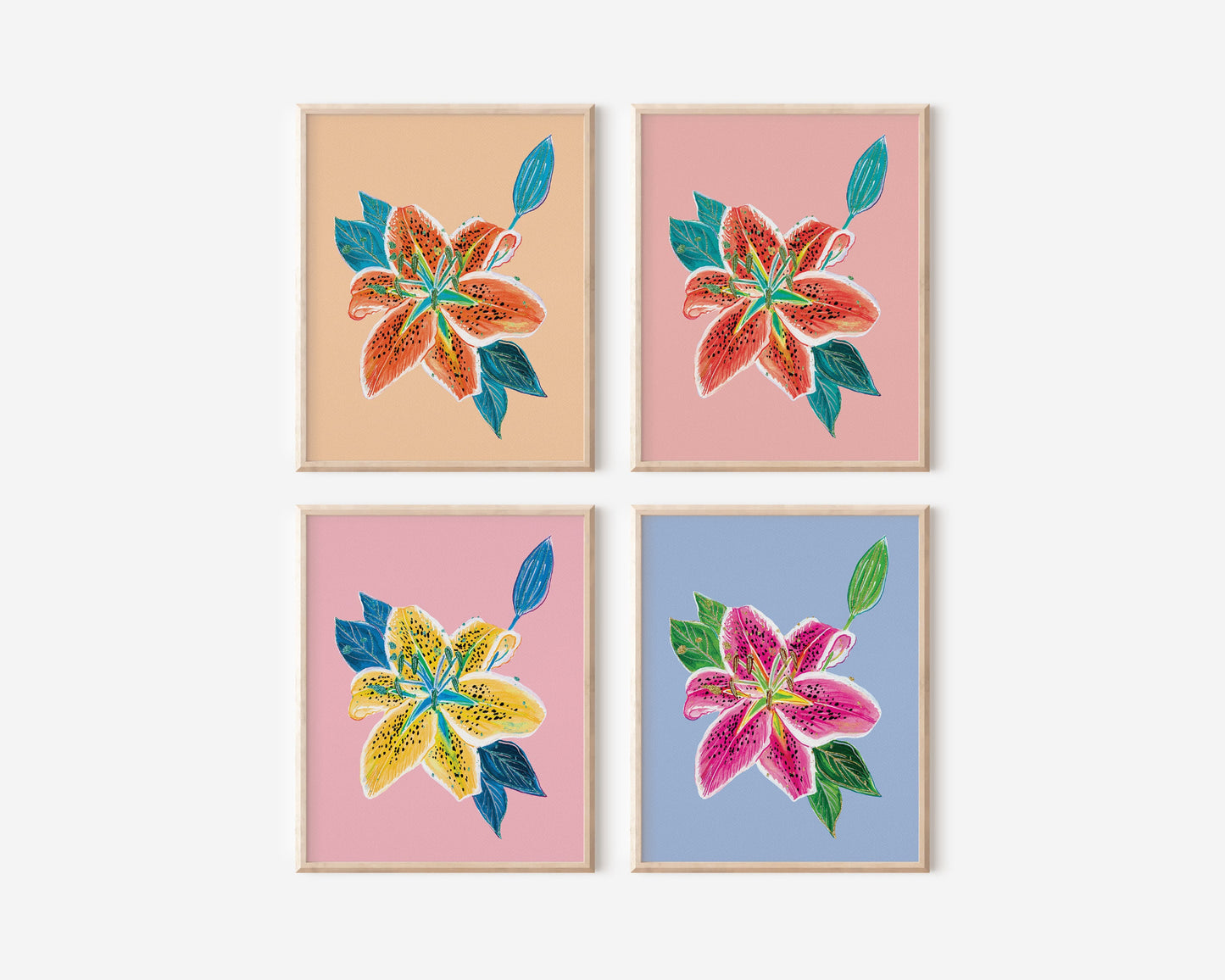 Tigerlily with Coral Background Art Print