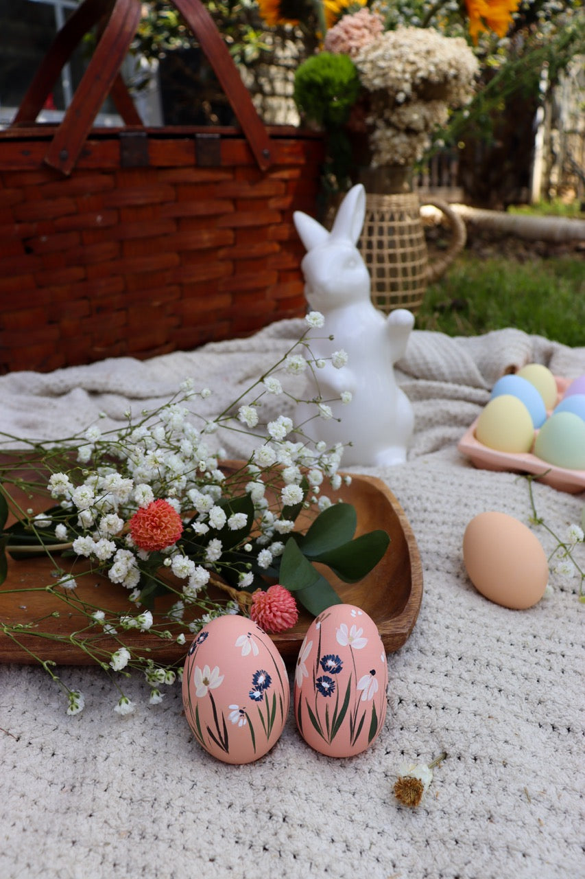 Cosmic Bloom Ceramic and Wooden Easter Egg