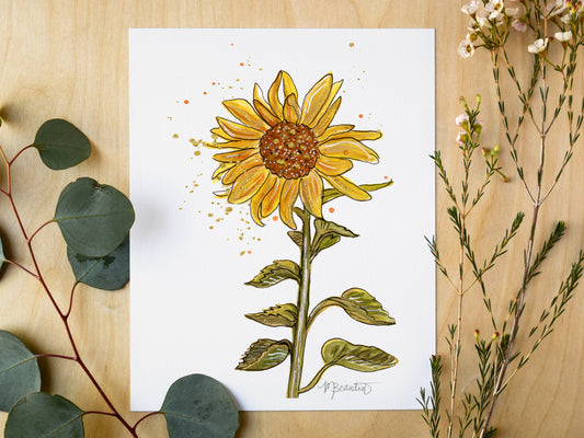 Sunflower Watercolor Art Print