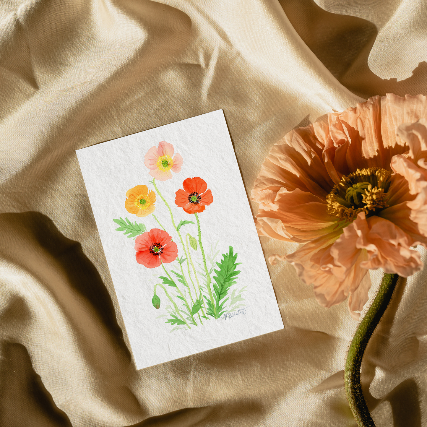 Vibrant Poppy Flowers Watercolor Art Print