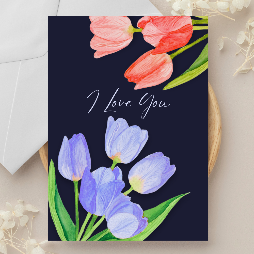 I Love You Anniversary Multi Color In Navy Valentine's Day Greeting Card