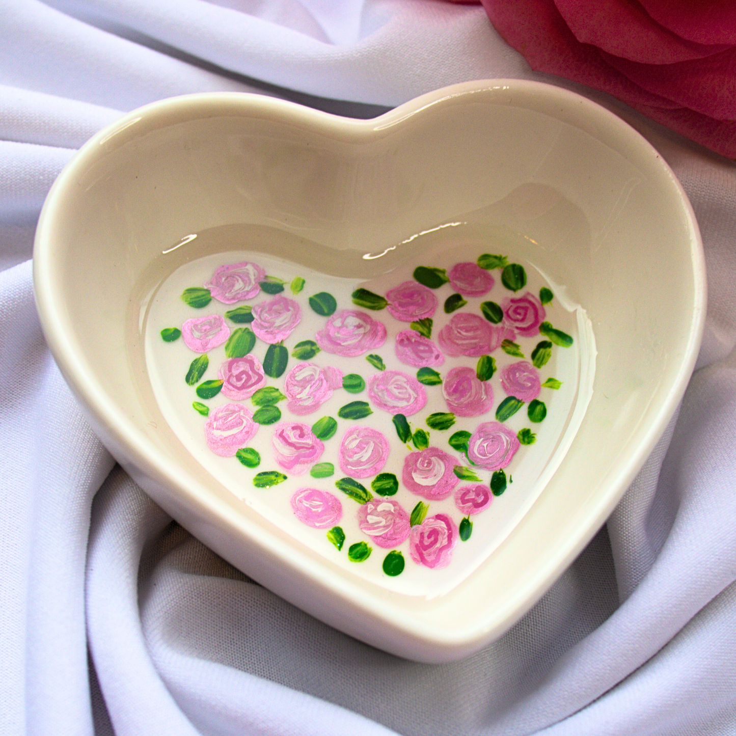 Vintage Rose Pattern Ceramic Dish