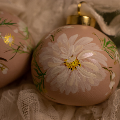 Cosmos in Blush Round Shaped Ceramic Ornament
