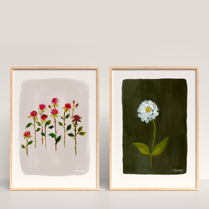 Zinnia Moody Floral Gouache Art Print