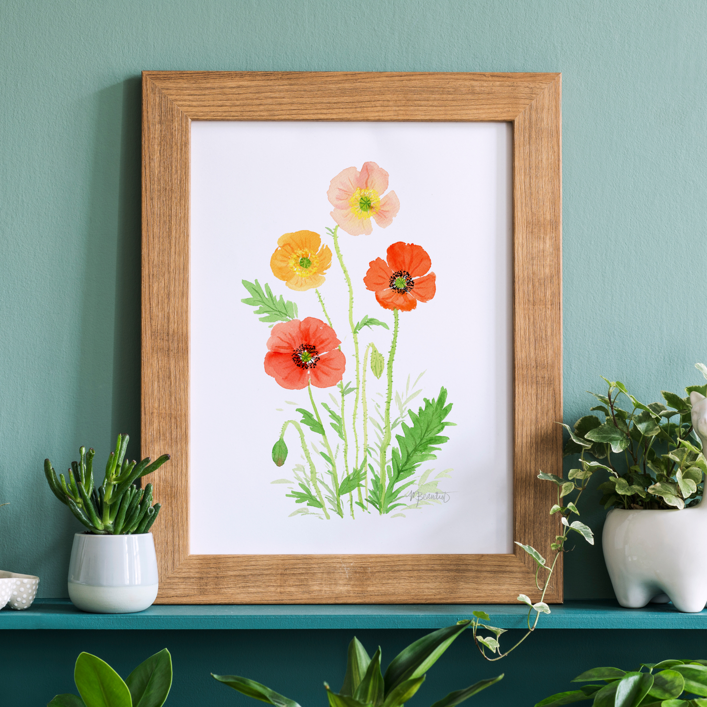 Vibrant Poppy Flowers Watercolor Art Print