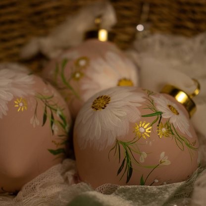 Cosmos in Blush Retro Shaped Ceramic Ornament