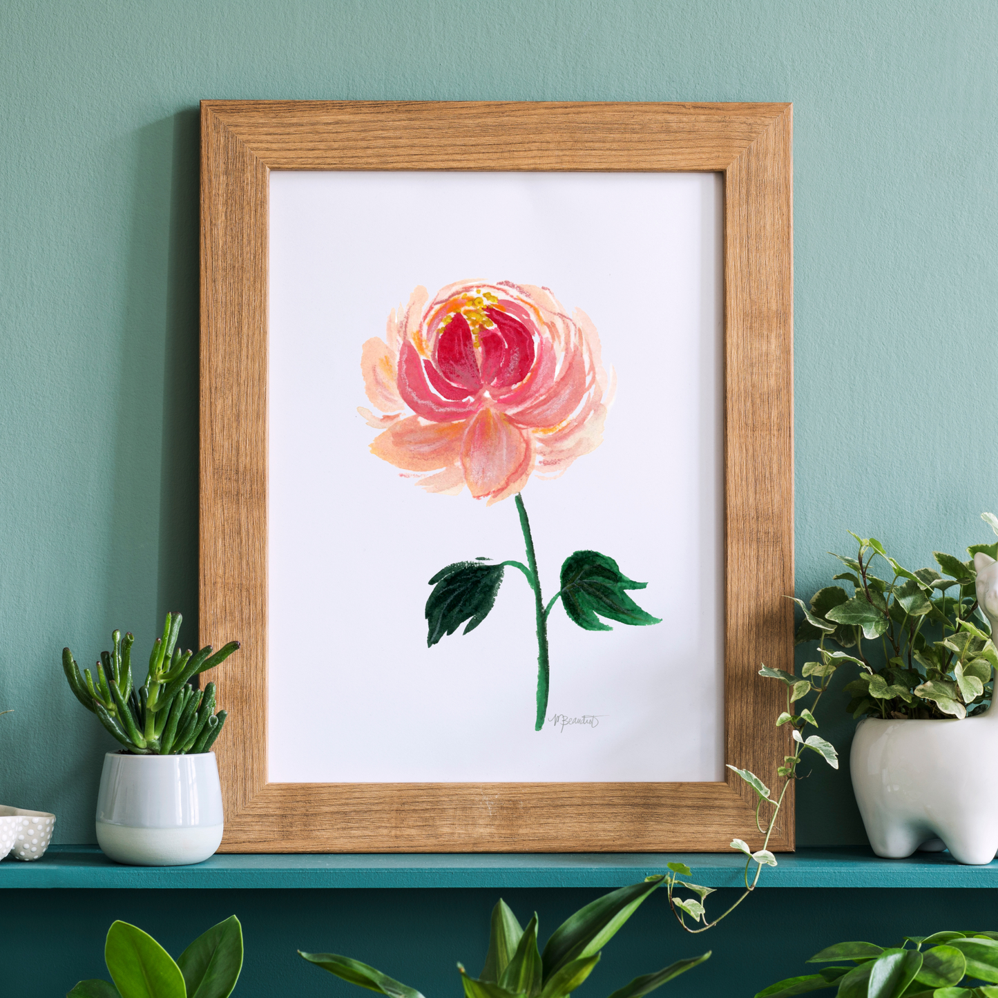 Peony Moody Floral Gouache Art Print