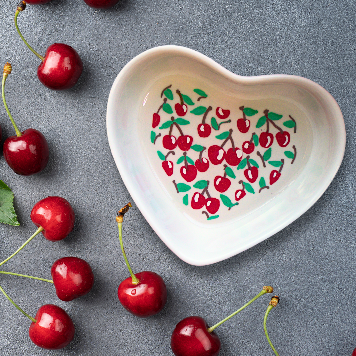 Cherry Pattern Ceramic Trinket Dish