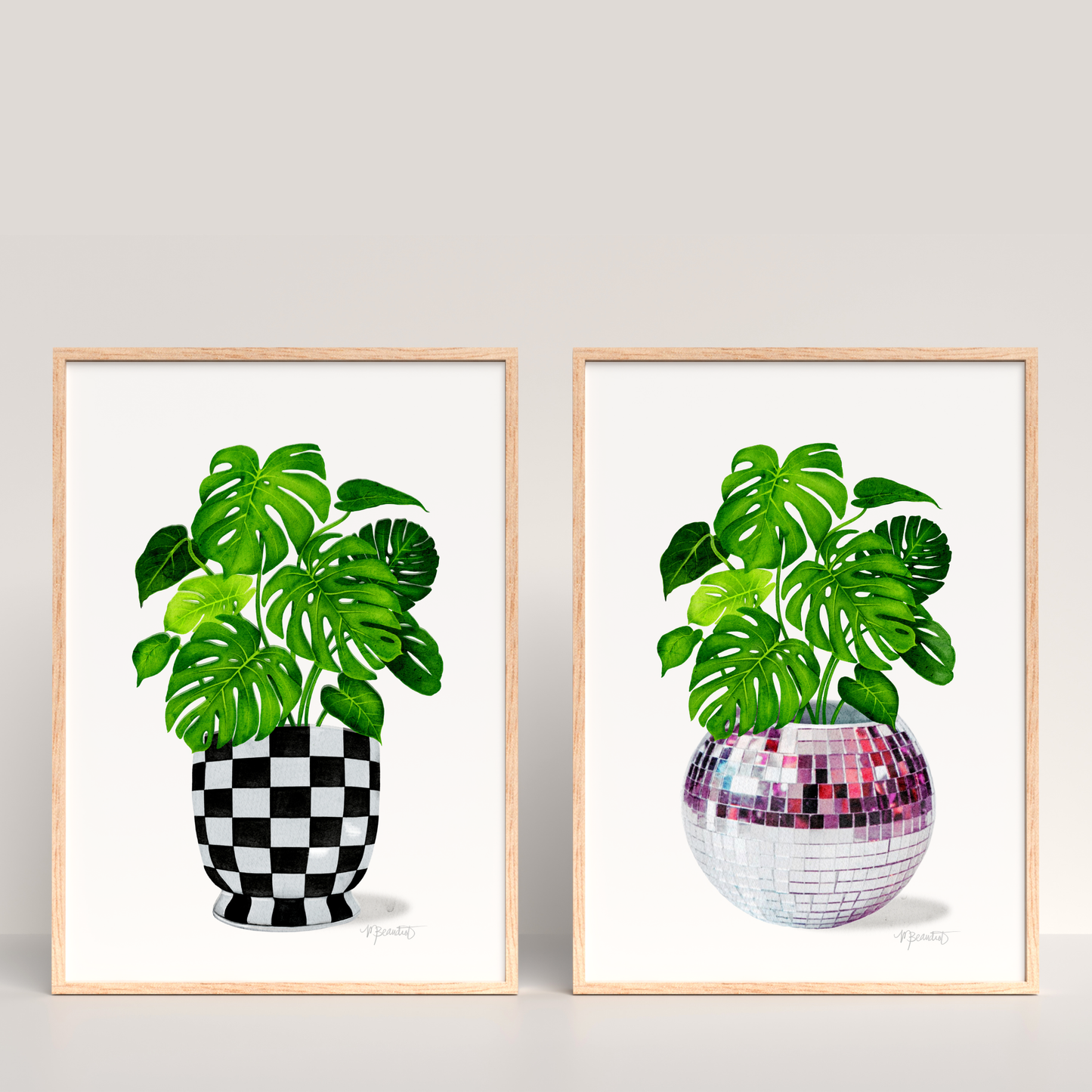 Disco Monstera Watercolor Art Print