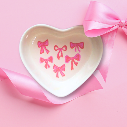 Pink Bows Pattern Ceramic Dish