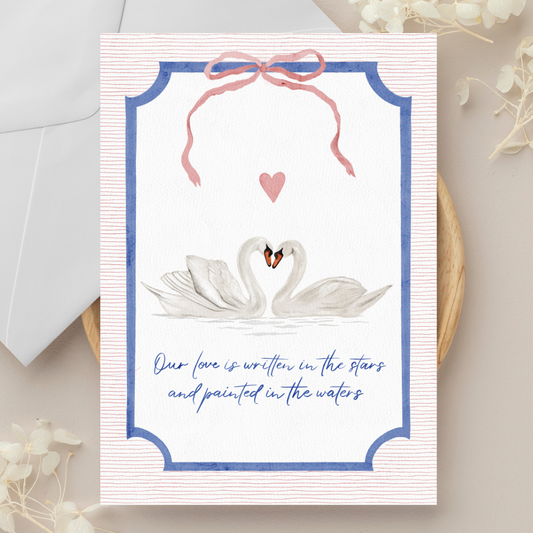 Romantic Swans Valentine's Day Anniversary Couple Greeting Card