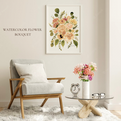 Earthy Blooms Watercolor Botanical Print